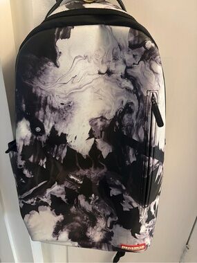 Sprayground Backpack That Marble Effect Design Black and White Pre Owned